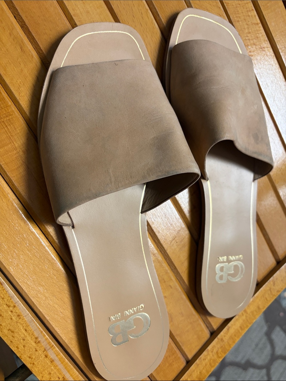 Gianni Bini Tan Suede Leather Slide Sandals 8
